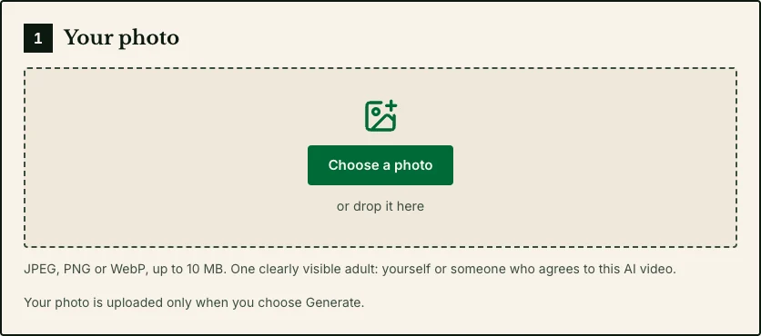 Choose your photo: the upload area