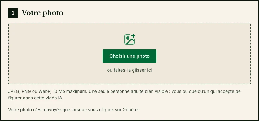 La zone de sélection de votre photo