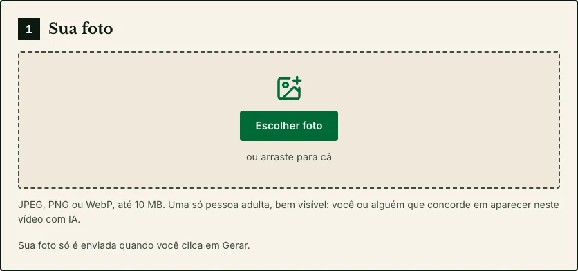 Área para escolher sua foto